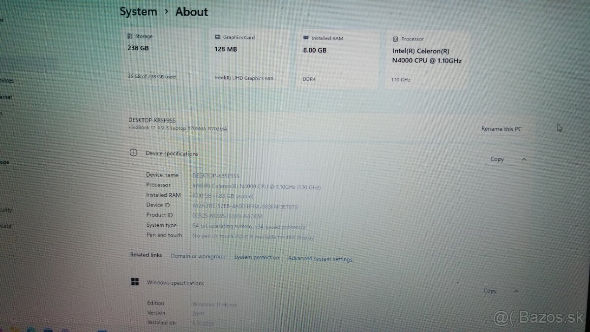 Notebook ASUS VIVOBOOK R702MA-BX005T vo výbornom stave. - 2