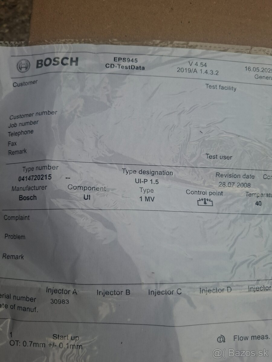 Vstrekovač PD BOSCH UIS/PDE 0414720215 - 1.9 TDI - 2