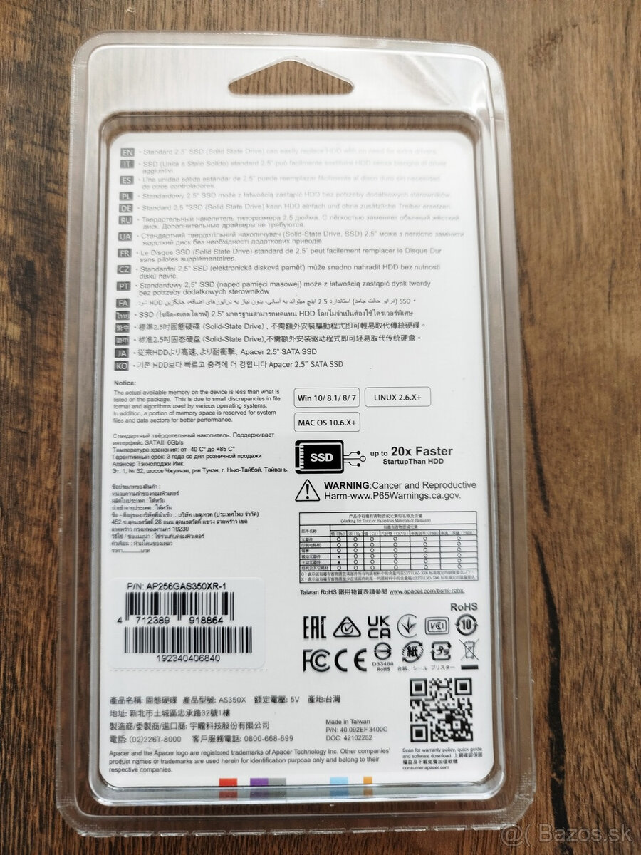 2.5" SSD Apacer AS350X 256GB - 2
