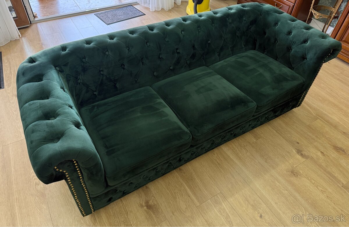 Pohovky Chesterfield 2 kusy. Smaragdová zelená. - 2