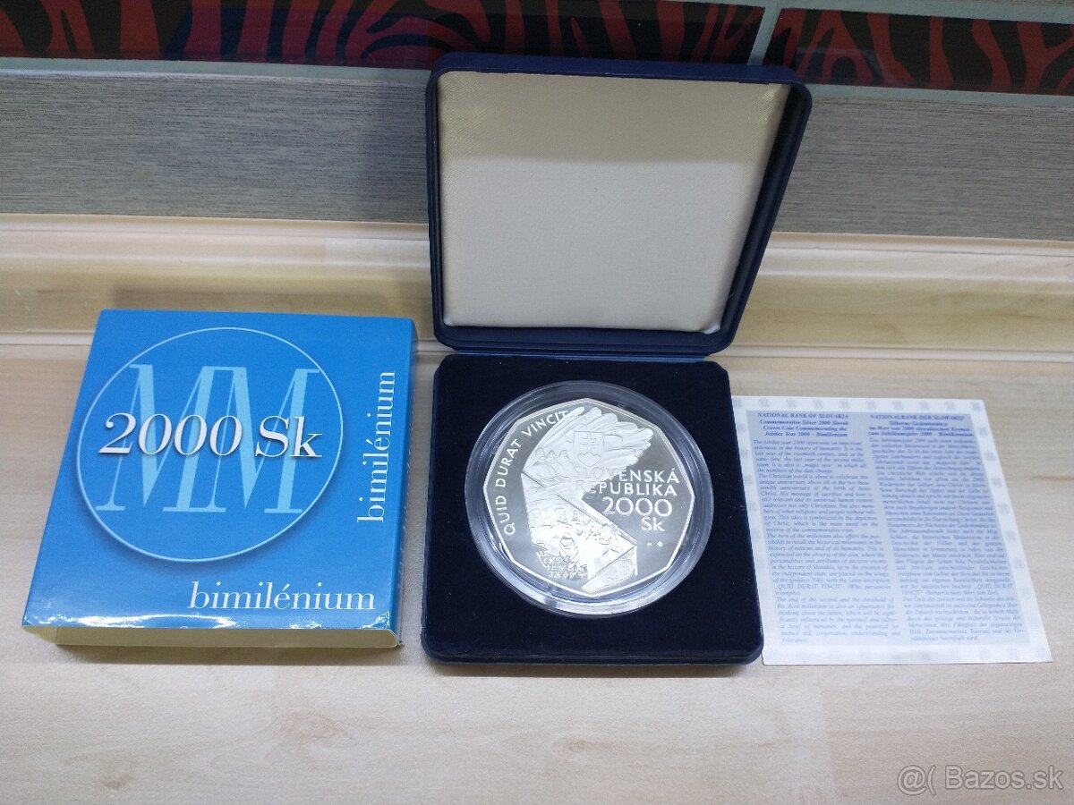 slovenské strieborné mince proof, bimilénium - 2
