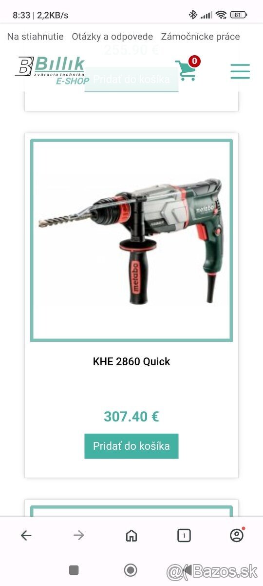 Metabo KHE 2860 Quick, platný záručný list - 2