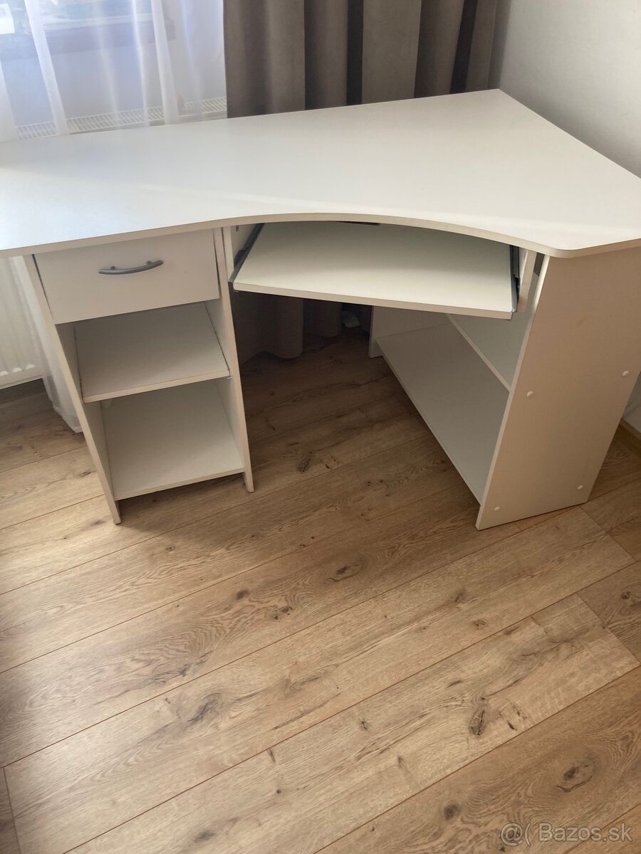 Kancelársky rohový stôl biely - 2