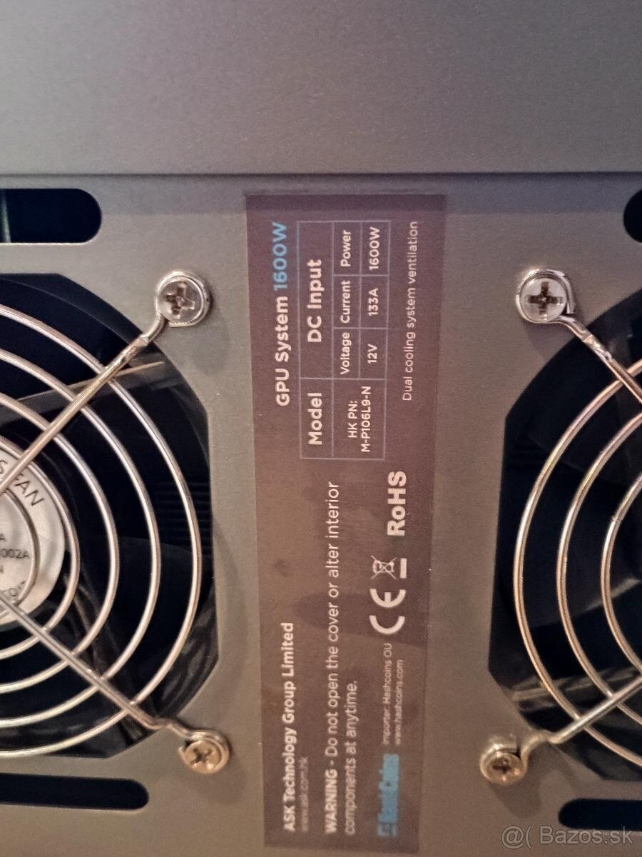 9x 6Gb Nvidia GPU podobné ako GTX 1060 mining rig 1600w psu - 2