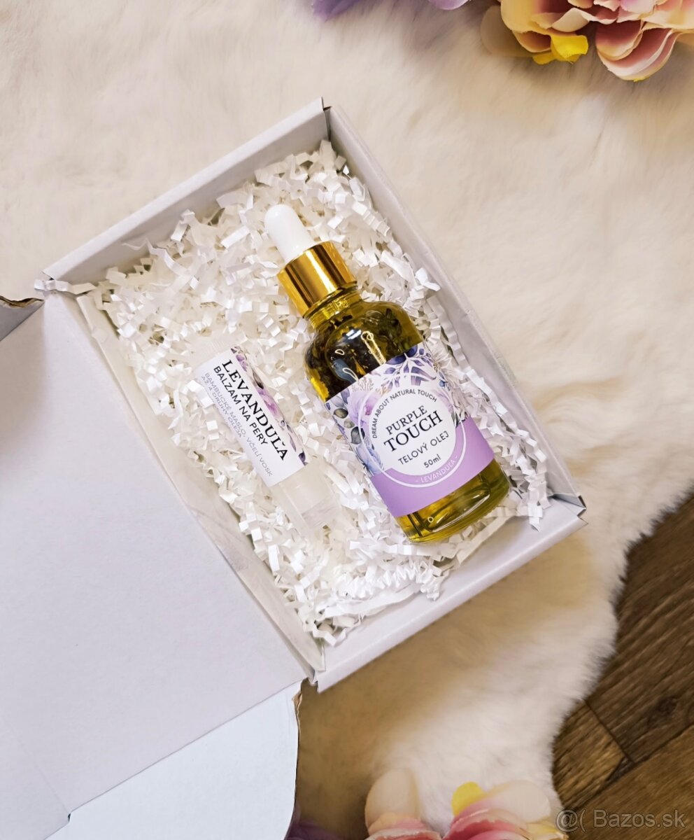 Handmade darčekový set -olej na telo a balzam na pery LEVAND - 2