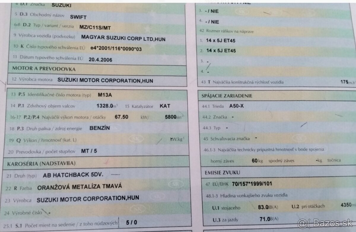 Suzuki SWIFT 1.3 2006 predám DVERE, MOTOR M13A, RIADENIE a i - 2