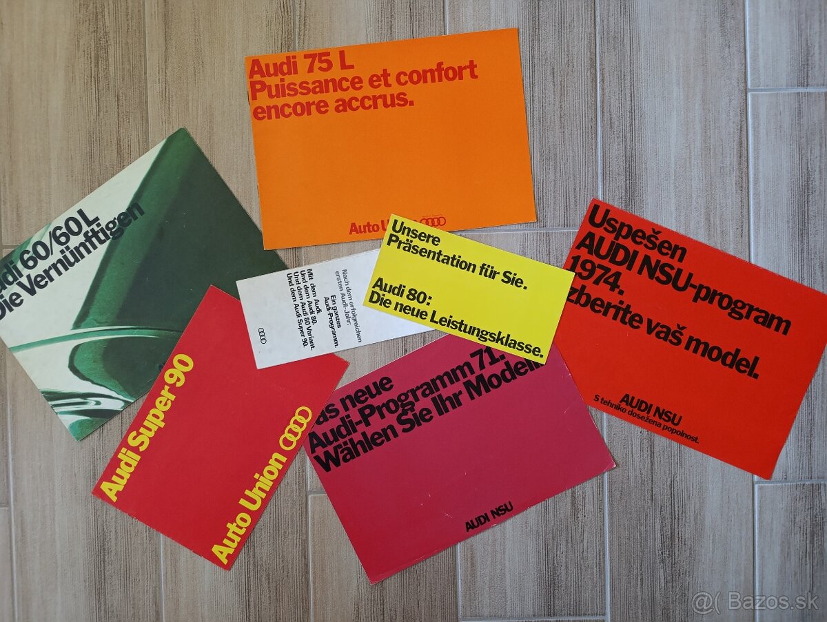 Prospekty Audi - Auto Union, NSU, DAF, BMW 60.-90. léta. - 2