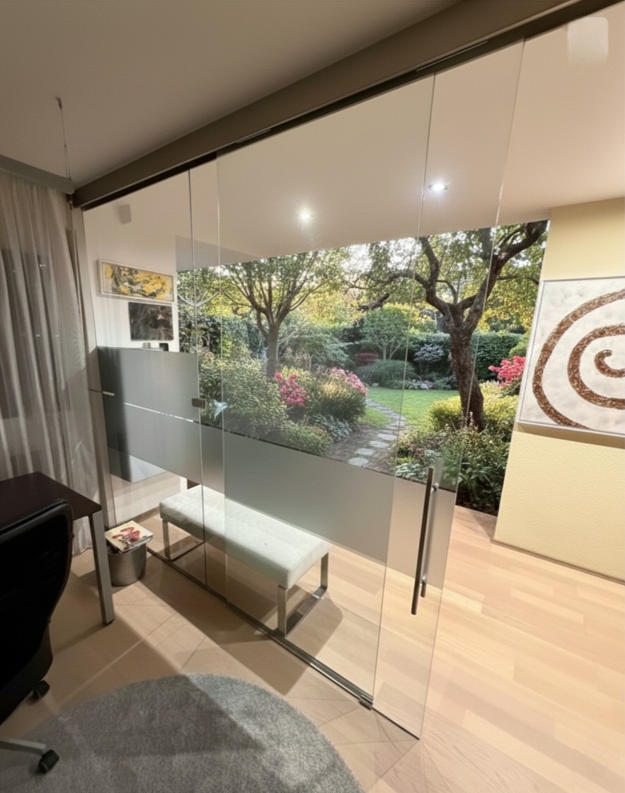 Sklenená deliaca stena, dvere... - 2