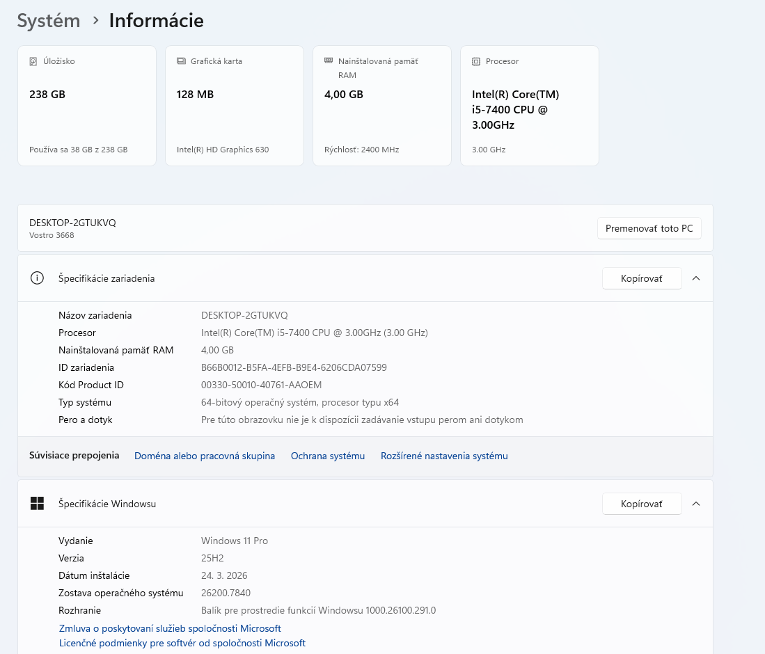 Predám stolný PC Dell Vostro 3668 i5 / SSD / Win 11 Pro + Of - 2