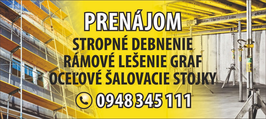 Prenajmem stropné debnenie - 2
