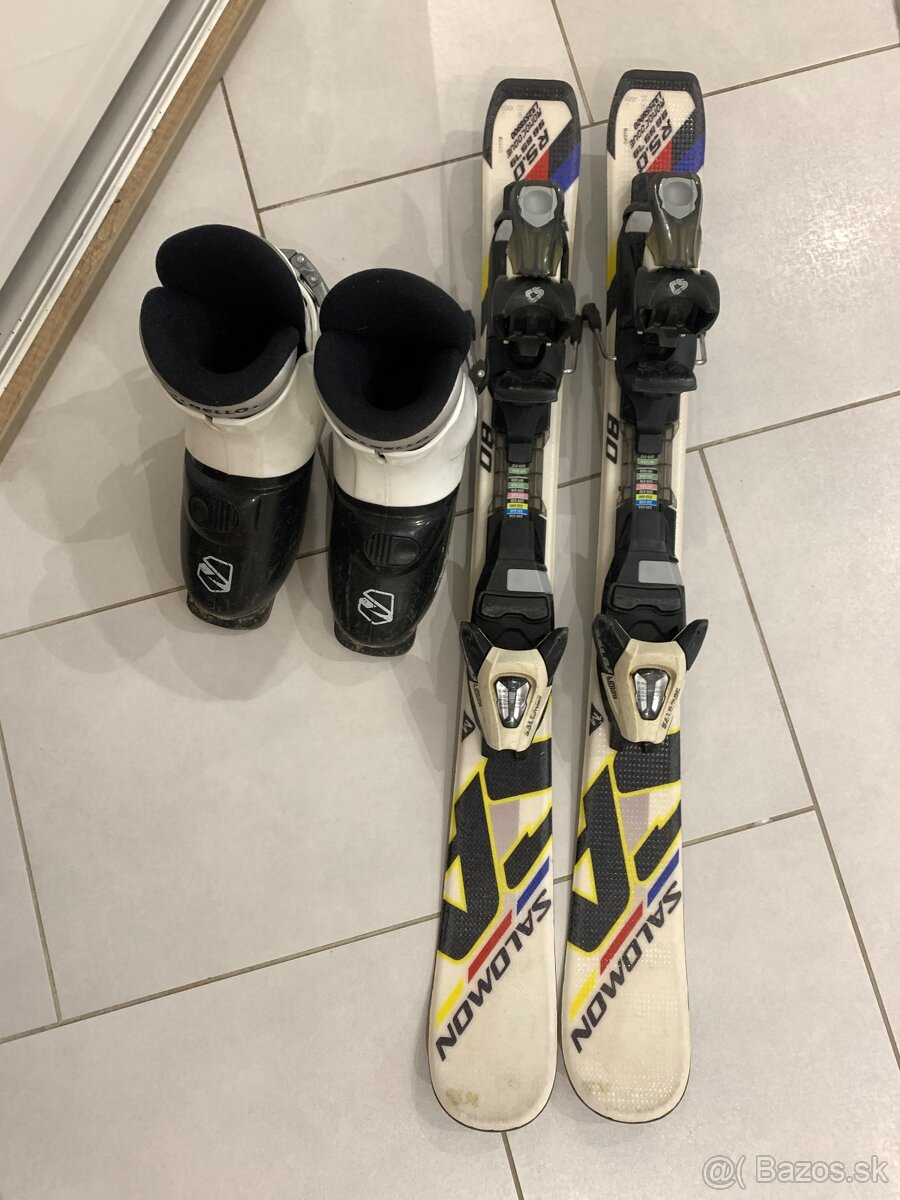 Predám detské lyže Salomon 80cm + lyžiarky EU 32 - 2