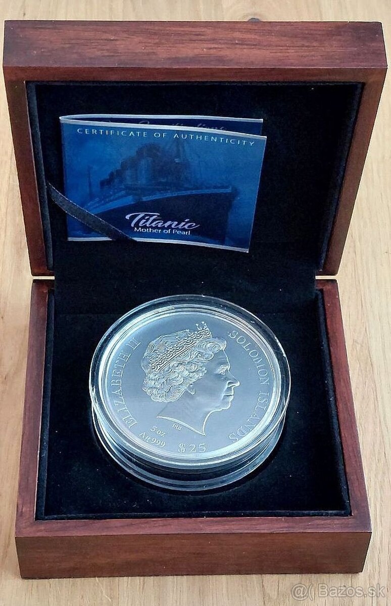 5 oz Titanic stříbrná mince Antique Finish, emise 49 kusů - 2