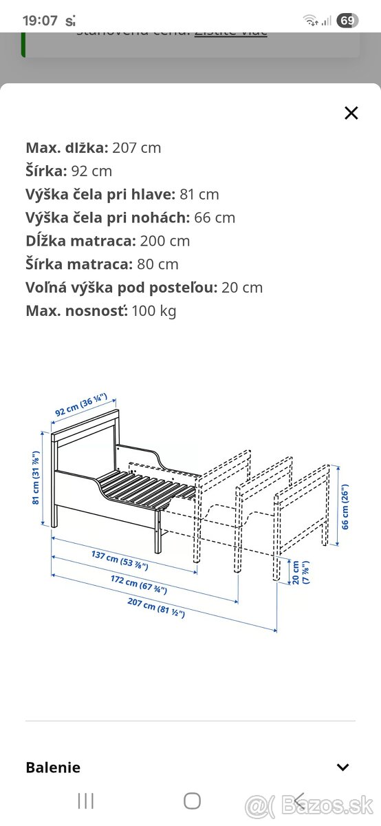 Detská rastuca postel. - 2