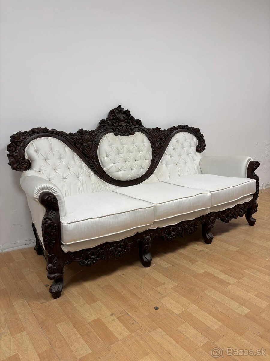 Sedačka v drevenom ráme,biela,ŠTÝLOVÁ - 2