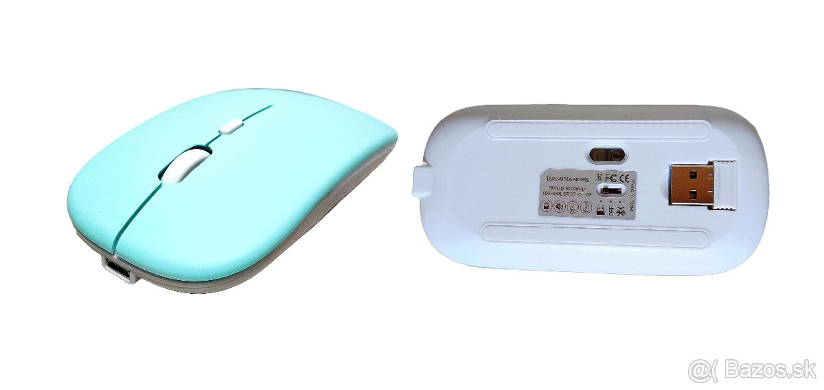 Bezdrôtová nabíjateľná bluetooth myš - mentolová - 2