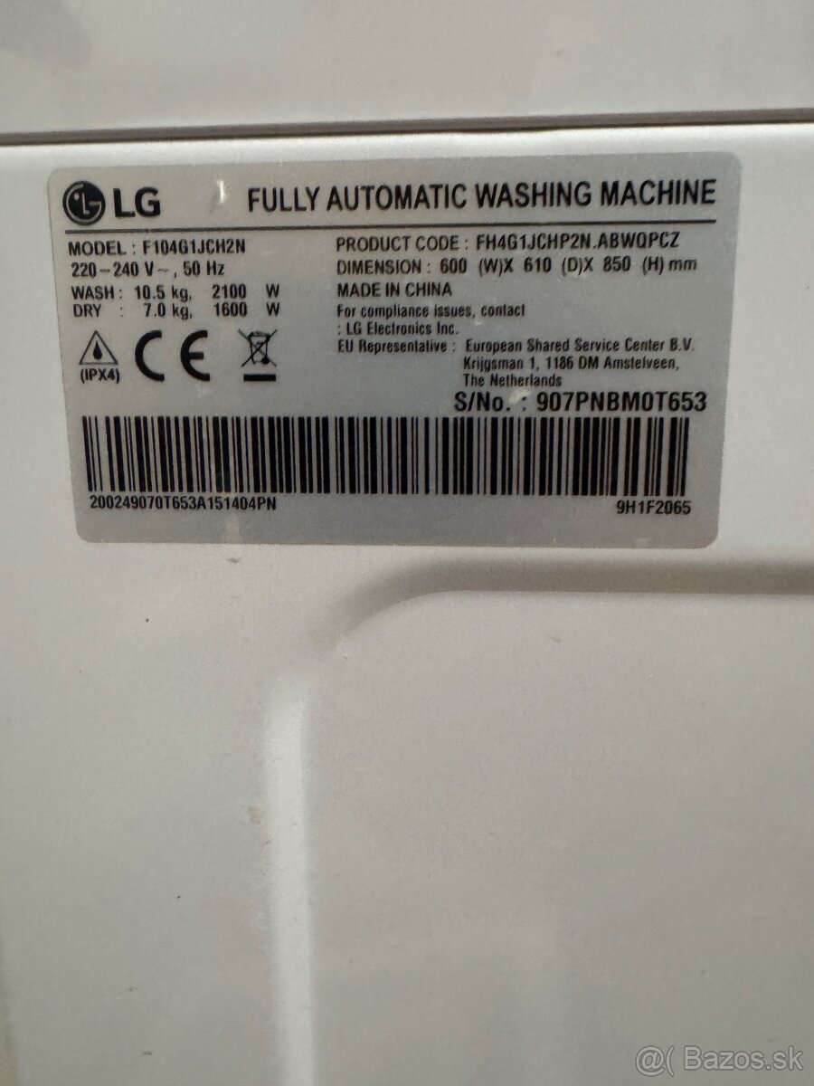 Predam práčka sušička LG v jednom 10,5 kg - 2