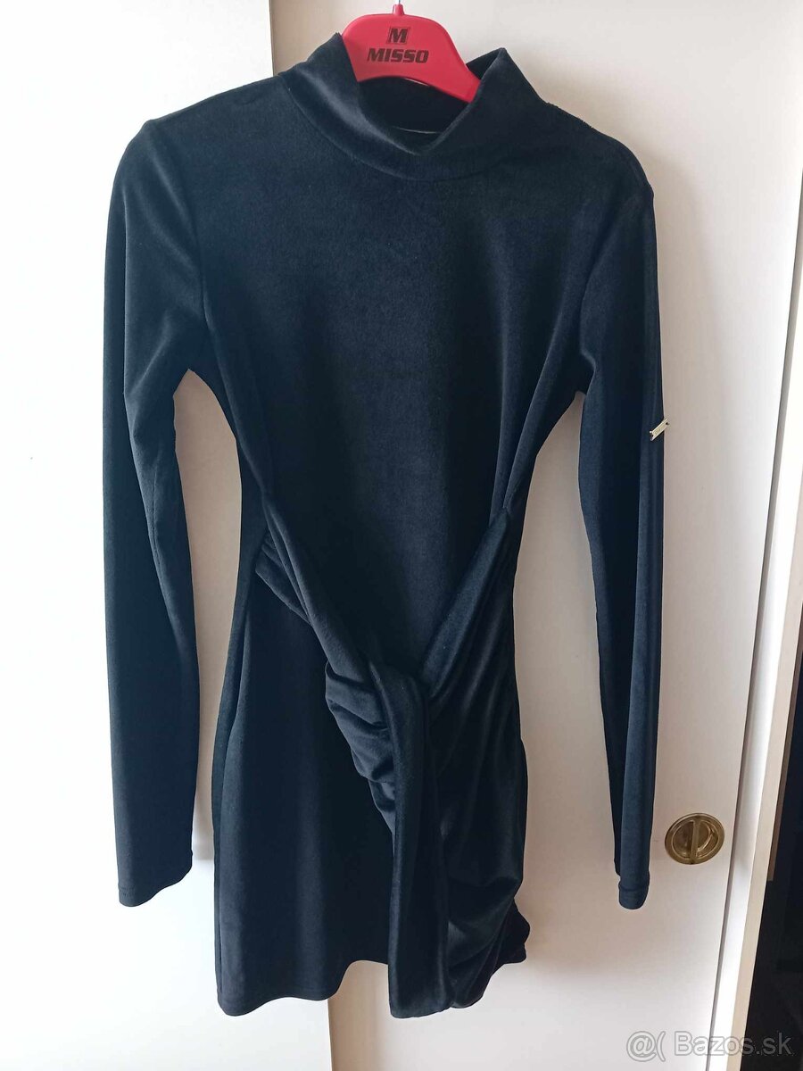 Nové dámske čierne zamatové šaty OLA VOGA - veľkosť S - 2