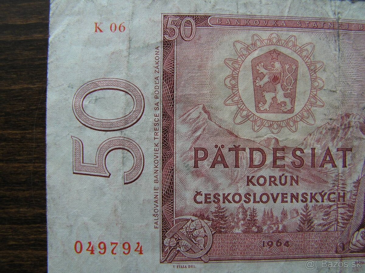 50 KORÚN 1964 NAJVZÁCNEJŠIA séria: K 06 - 2
