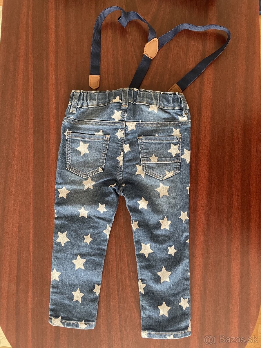 chlapčenské rifle H&M s trakmi, veľkosť 86 - 2