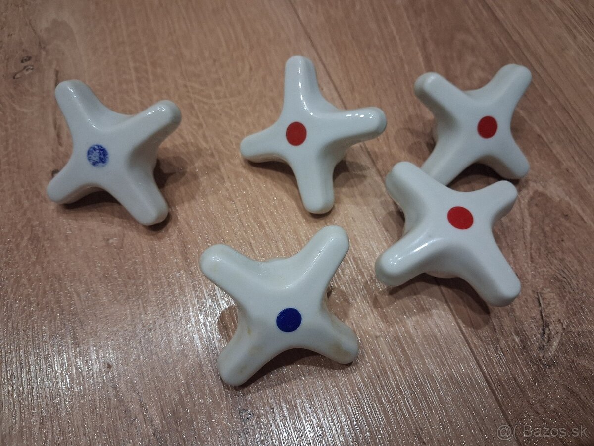 Retro porcelánové kohútiky na starú batériu (5 ks) - 2