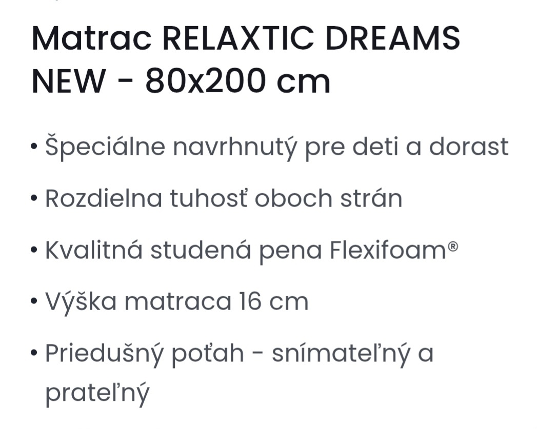Predam Matrac RELAXTIC - 80x200 cm - 2