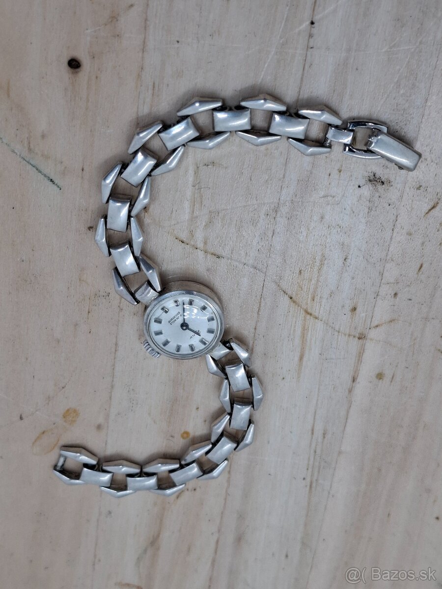 Predám funkčné celostrieborné dámske hodinky RENO 17 jewels - 2