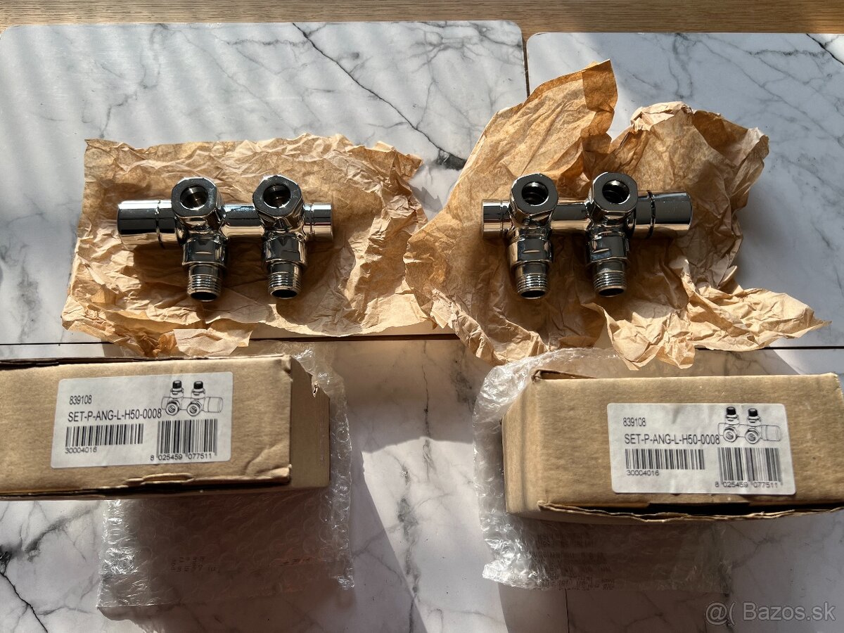 2ks (Nové) Zehnder rohová armatúra Set Q, 1/2, 50mm - 2