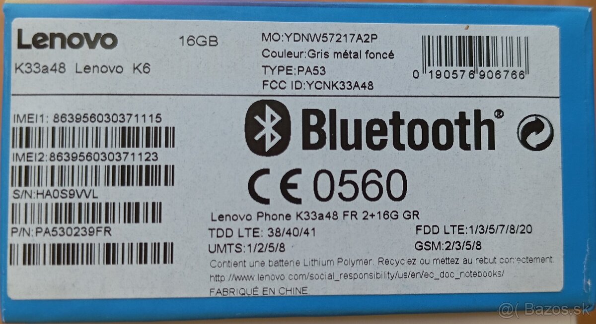 Ponúkam Lenovo mobil K6 - 2