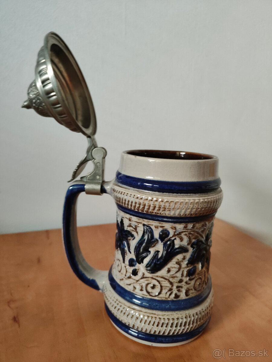 nemecký keramický pivný krígeľ - 2