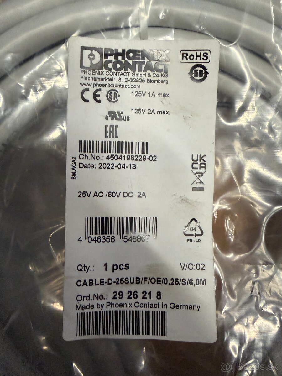 Kábel PHOENIX CONTACT CABLE-D-25SUB/F/OE/0,25/S/6,0M - 2