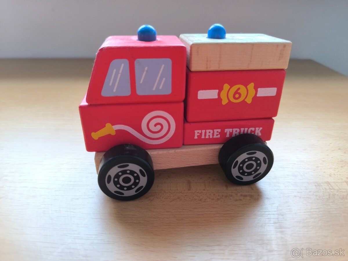 Drevené hasičské auto skladačka - 2