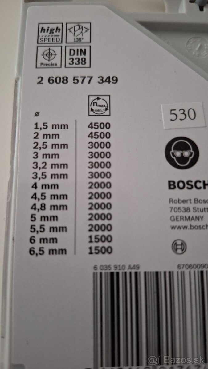 HSS vrtaky do kovu Bosch od 1,5-6,5mm - 2