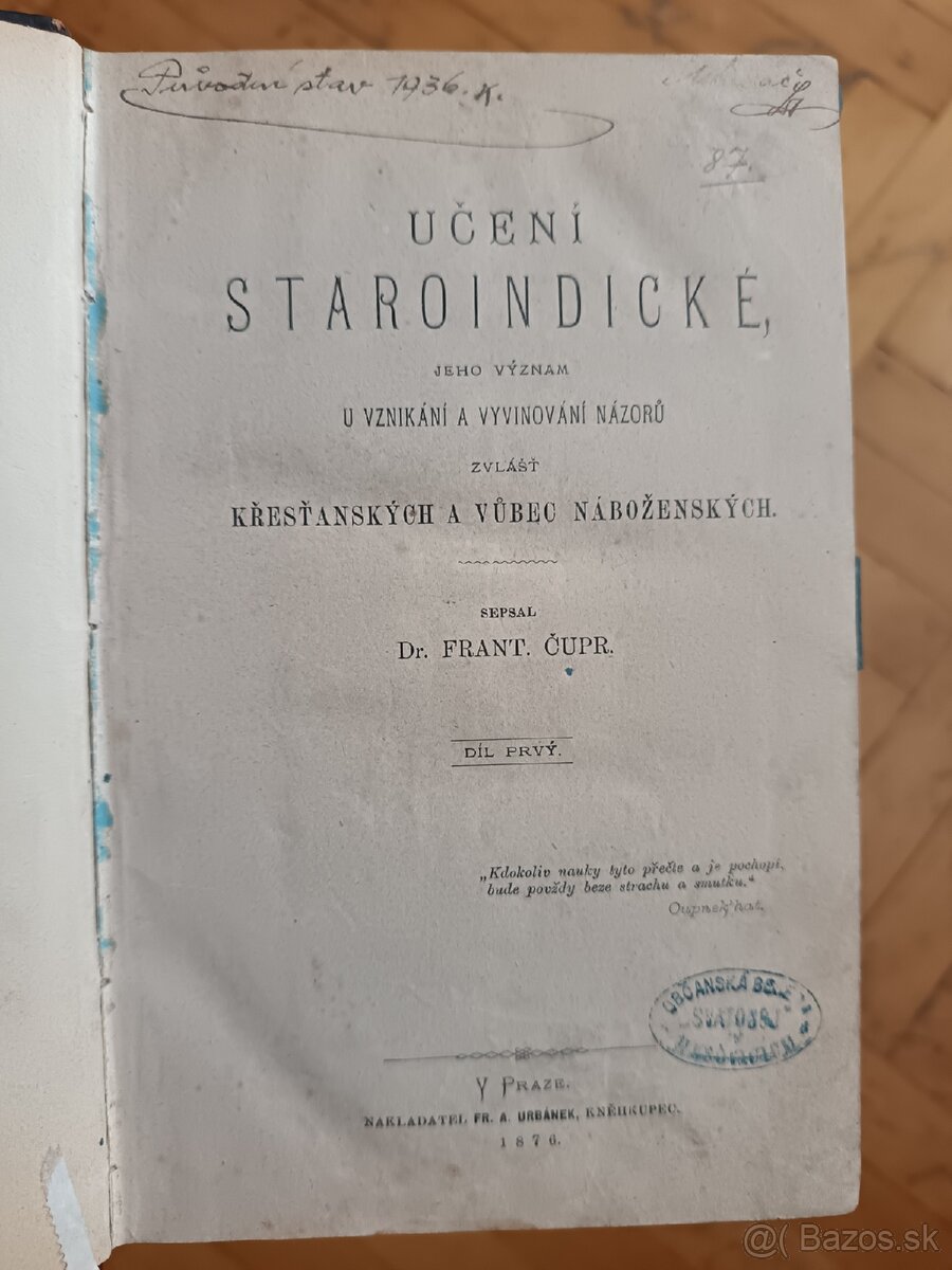 František Čupr - Učení staroindické - 2