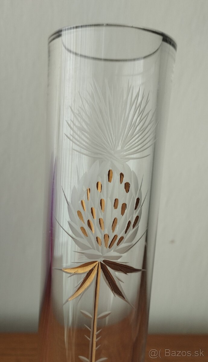 Sklenená váza - "Zlatý bodliak" - 2