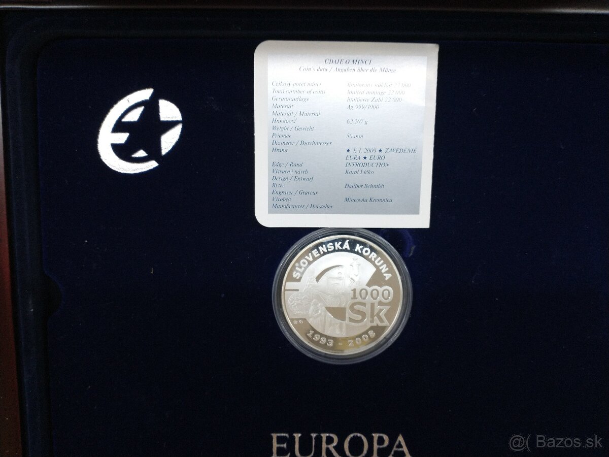 Strieborná minca 1000Sk 2008 drevo, 200Sk 1994 proof - 2