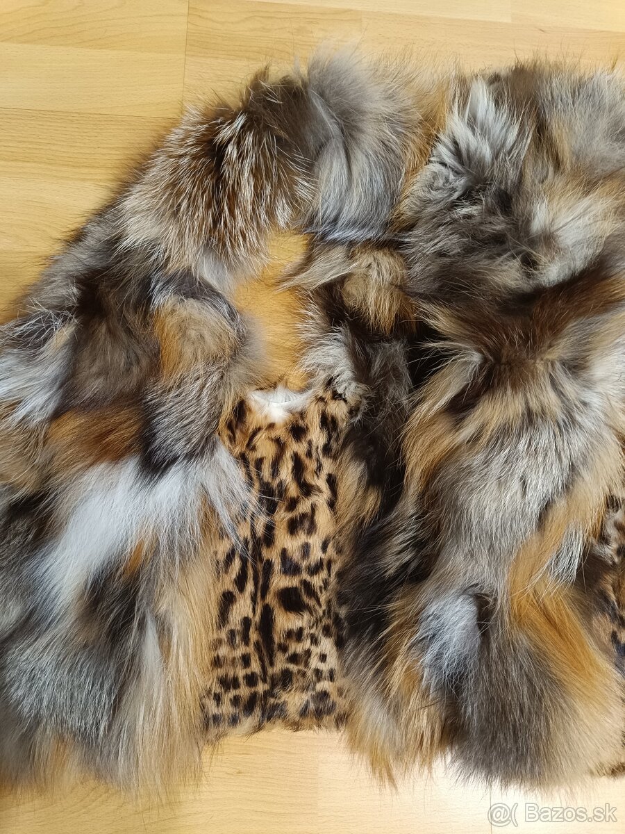 Líščia kožušinová vesta s leopardím vzorom - 2