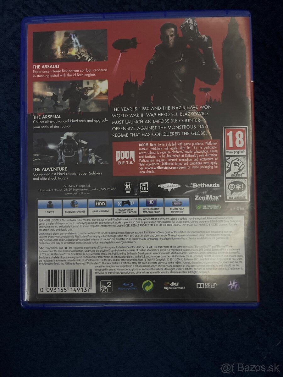 Predám hru na PS4 Wolfenstein - 2