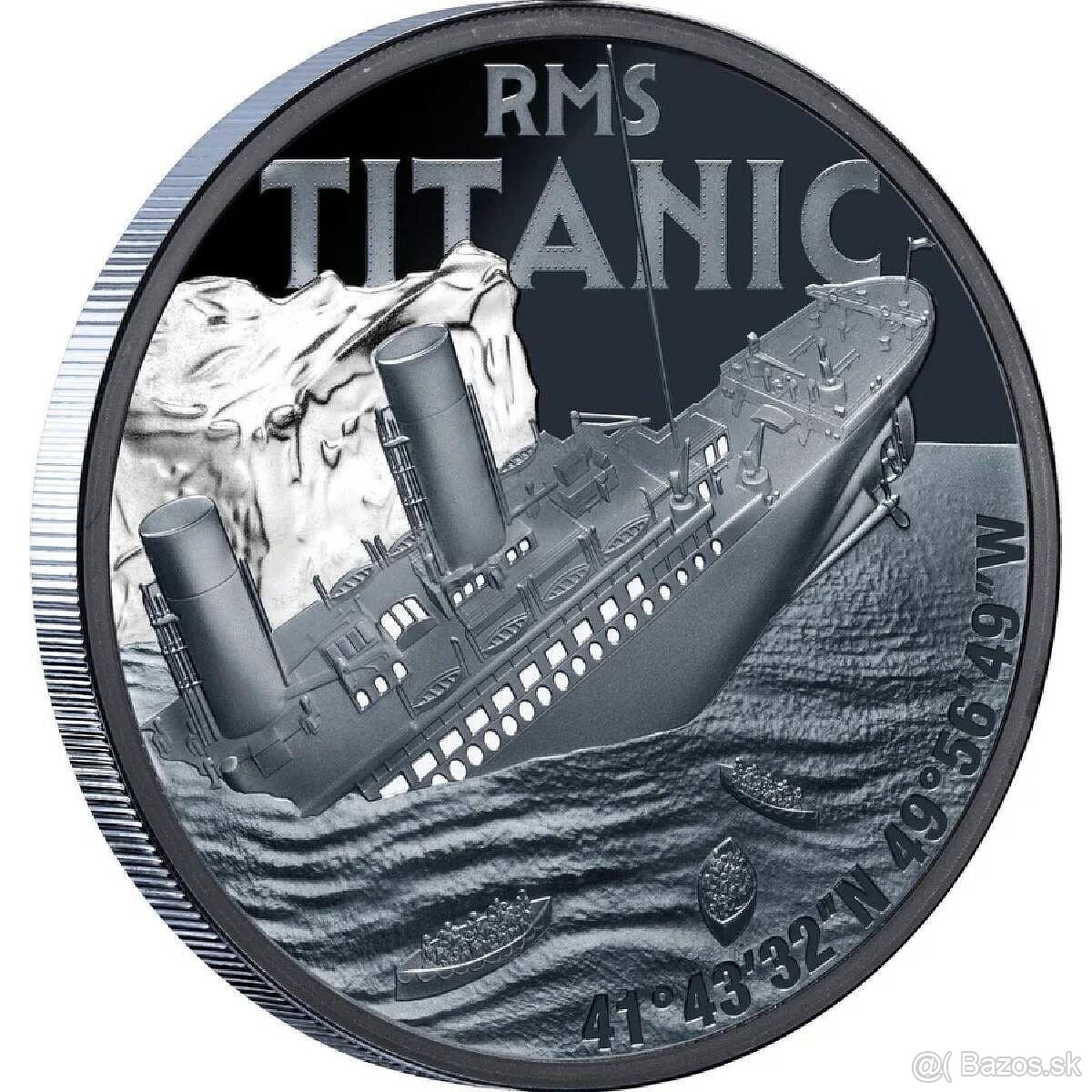 Luxusní stříbrná mince 1 oz Titanic Black Proof,2025 - 2
