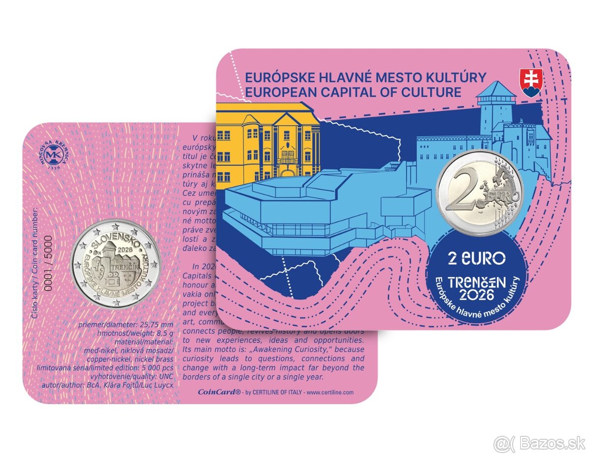 2€ Trenčín coincard + pamätný list - 2
