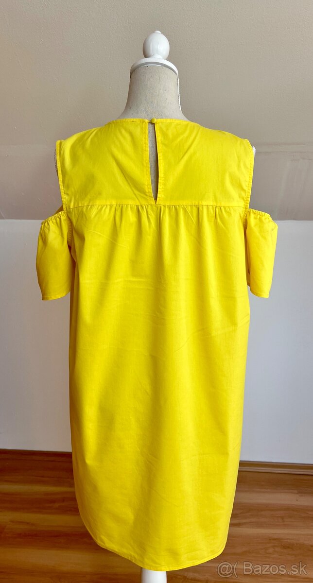 Žlté šaty s padavými ramenami, L - 2
