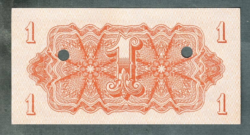 Staré bankovky 1 koruna 1944 VZÁCNÁ perforace, bezvadný stav - 2