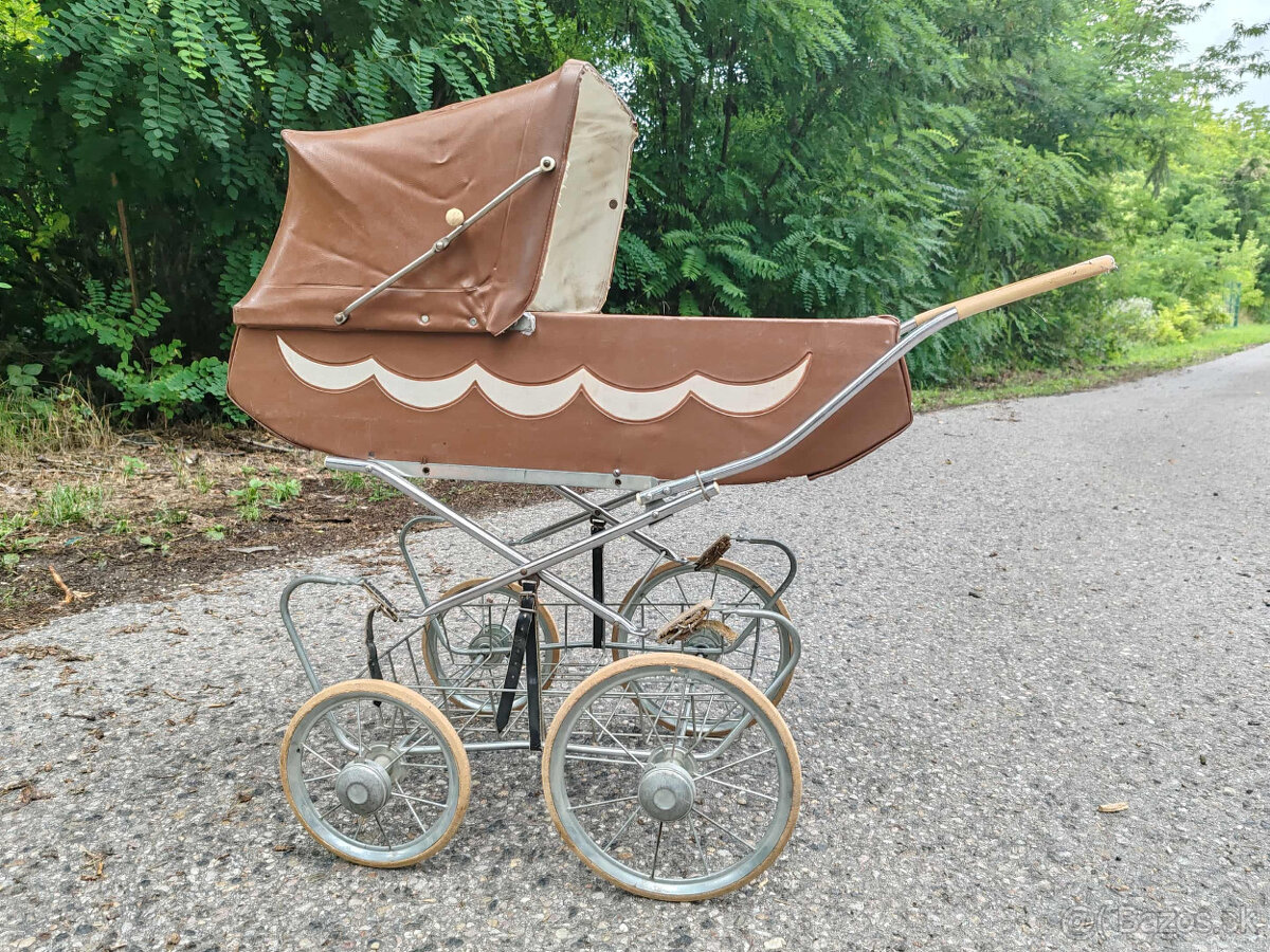 Retro detský kombinovaný kočík pre bábiky - 2