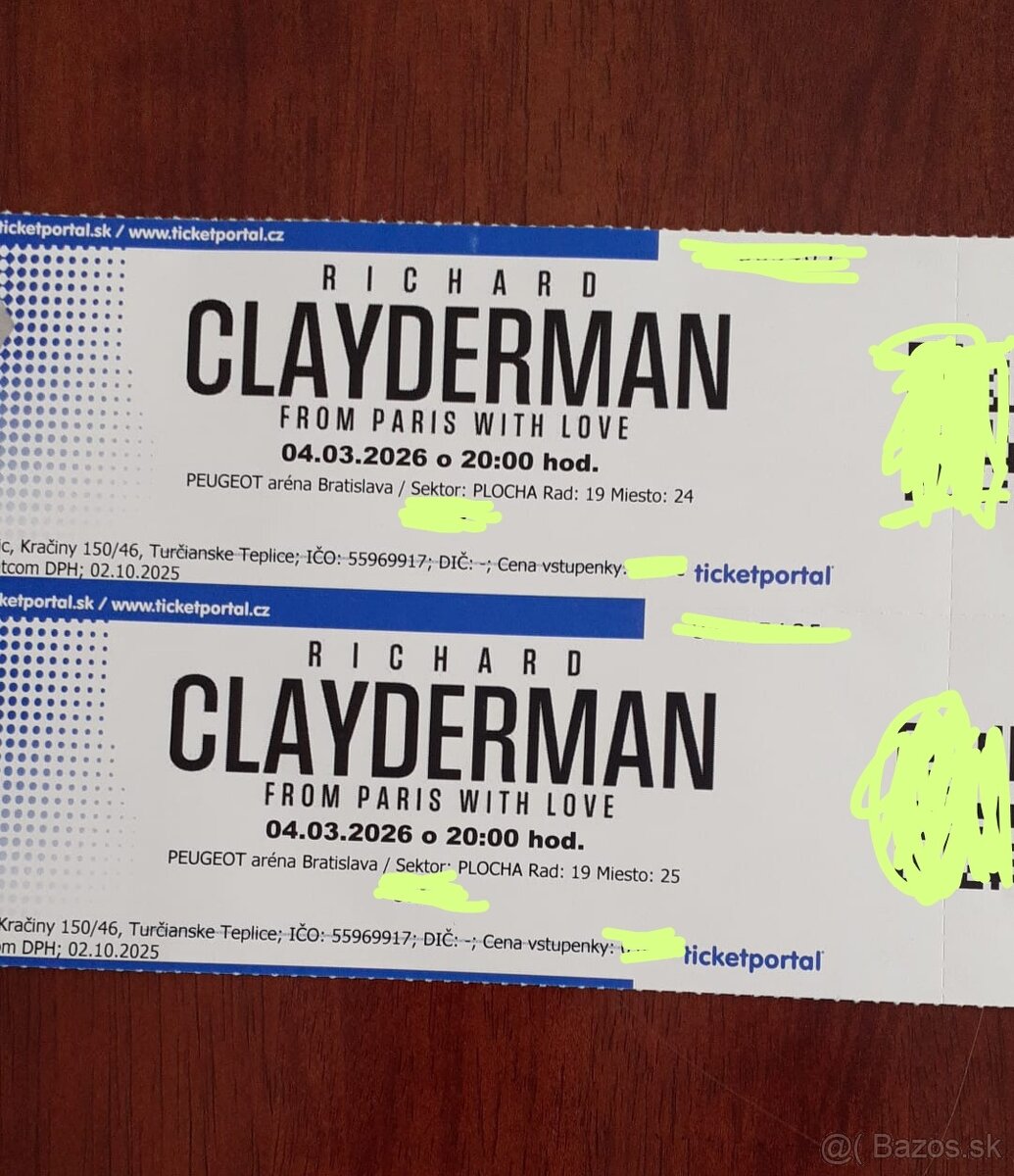 Predam 2 vstupenky Richard Clayderman - 2