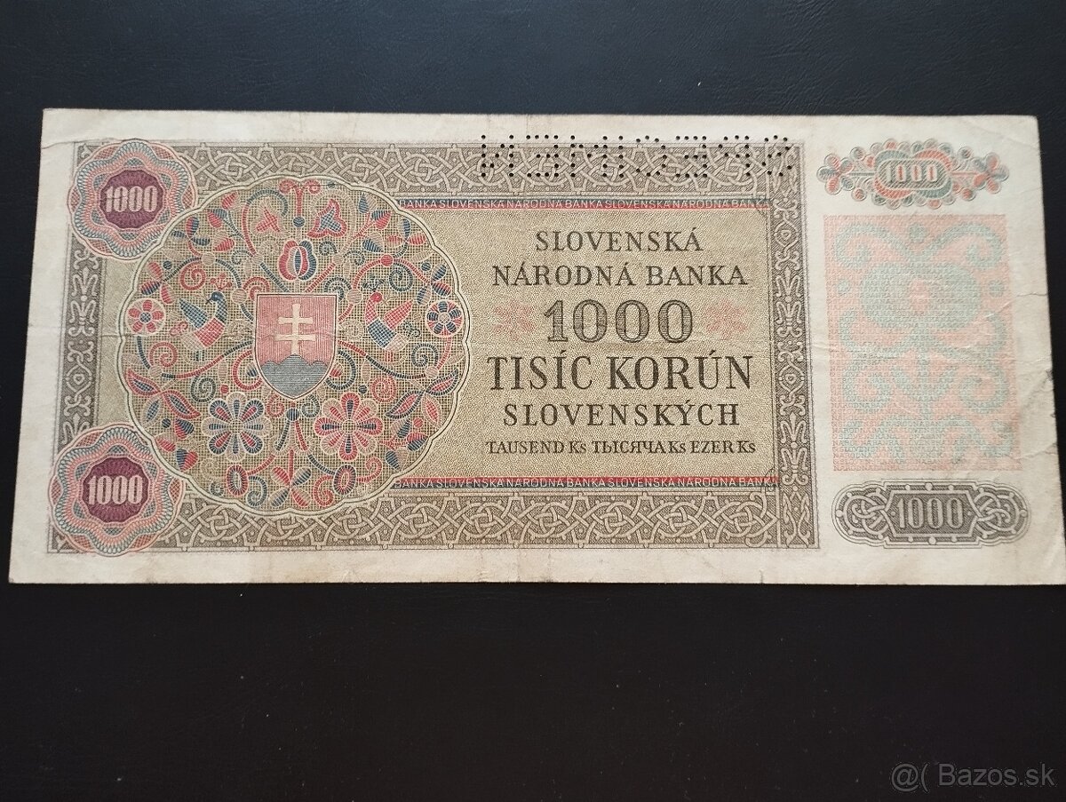 1000 korun 1940, Slovensky stat - 2