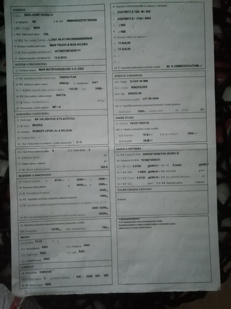 MAN TGL 2013 rv. - 2