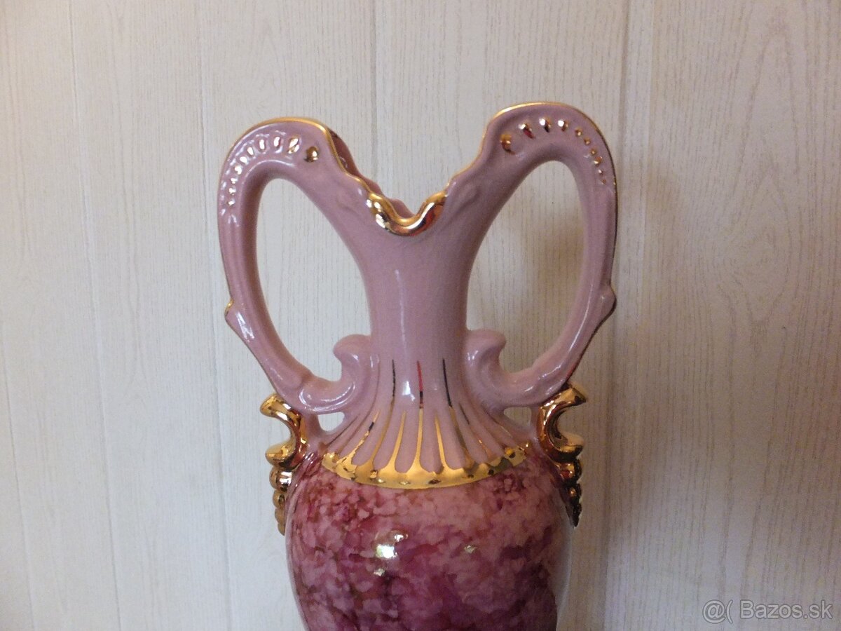 Růžový porcelán, velká krásná stará váza Victoria, výška 27 - 2