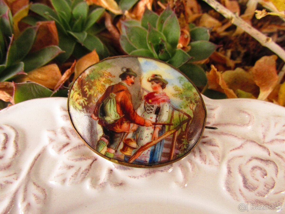 Stará porcelánová brošňa - 2