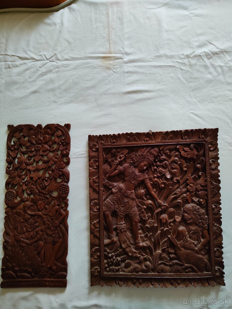 2 Drevené panely Rámájany z Bali - 2