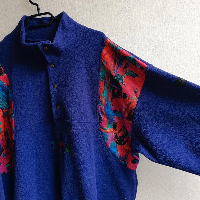 Vintage 80s Puma fialová fleece mikina flísová bunda M - 2