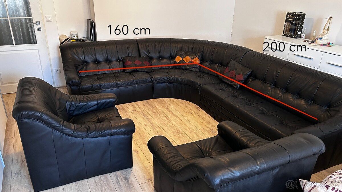 Kožená sedacia súprava + 2 kreslá – pravá koža - 2